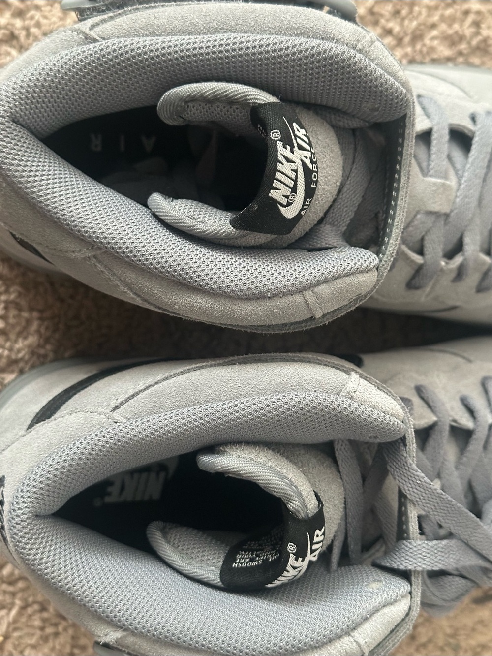 Nike Air Force 1 Mid Suede Sneakers in Gray with Black Swoosh - Picture 5 of 6